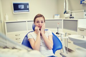 Teenage girl with dental phobia