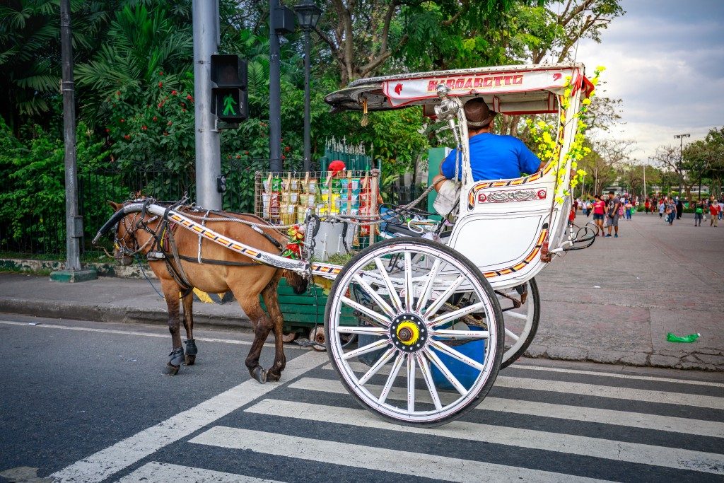 a horse-drawn carriage in the Philippines